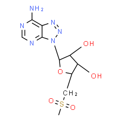 ChemSpider 2D Image | 3-[5-Deoxy-5-(methylsulfonyl)pentofuranosyl]-3H-[1,2,3]triazolo[4,5-d]pyrimidin-7-amine | C10H14N6O5S