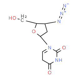 ChemSpider 2D Image | 1-(3-Azido-2,3-dideoxypentofuranosyl)-1lambda~5~-pyrimidine-2,4(3H,5H)-dione | C9H14N5O4