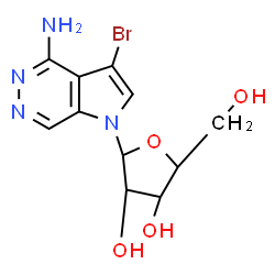 ChemSpider 2D Image | 3-Bromo-1-pentofuranosyl-1H-pyrrolo[2,3-d]pyridazin-4-amine | C11H13BrN4O4