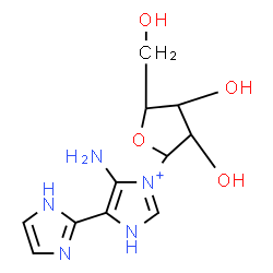 ChemSpider 2D Image | 4-Amino-5-(1H-imidazol-2-yl)-3-pentofuranosyl-1H-imidazol-3-ium | C11H16N5O4