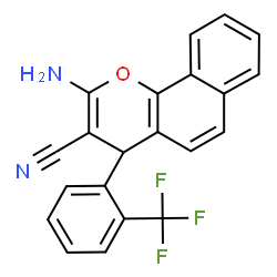 ChemSpider 2D Image | 2-Amino-4-[2-(trifluoromethyl)phenyl]-4H-benzo[h]chromene-3-carbonitrile | C21H13F3N2O
