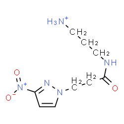 ChemSpider 2D Image | 3-{[3-(3-Nitro-1H-pyrazol-1-yl)propanoyl]amino}-1-propanaminium | C9H16N5O3