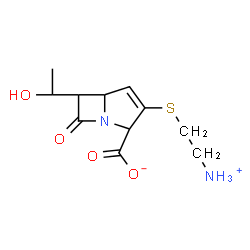 ChemSpider 2D Image | 3-[(2-Ammonioethyl)sulfanyl]-6-(1-hydroxyethyl)-7-oxo-1-azabicyclo[3.2.0]hept-3-ene-2-carboxylate | C11H16N2O4S