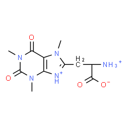 ChemSpider 2D Image | 2-Ammonio-3-(1,3,7-trimethyl-2,6-dioxo-2,3,6,7-tetrahydro-1H-purin-9-ium-8-yl)propanoate | C11H16N5O4
