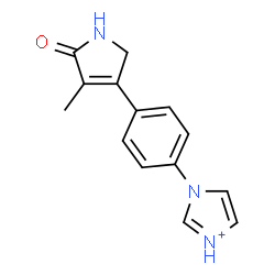ChemSpider 2D Image | 1-[4-(4-Methyl-5-oxo-2,5-dihydro-1H-pyrrol-3-yl)phenyl]-1H-imidazol-3-ium | C14H14N3O