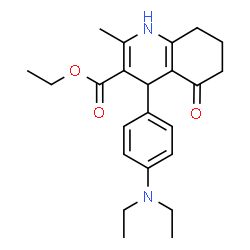 ChemSpider 2D Image | Ethyl 4-[4-(diethylamino)phenyl]-2-methyl-5-oxo-1,4,5,6,7,8-hexahydro-3-quinolinecarboxylate | C23H30N2O3