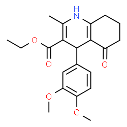 ChemSpider 2D Image | Ethyl 4-(3,4-dimethoxyphenyl)-2-methyl-5-oxo-1,4,5,6,7,8-hexahydro-3-quinolinecarboxylate | C21H25NO5