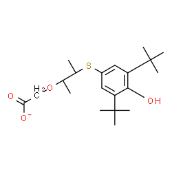 ChemSpider 2D Image | [(3-{[4-Hydroxy-3,5-bis(2-methyl-2-propanyl)phenyl]sulfanyl}-2-butanyl)oxy]acetate | C20H31O4S