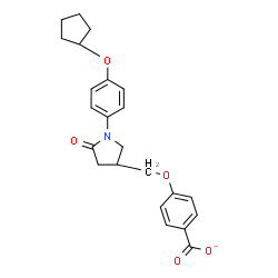 ChemSpider 2D Image | 4-({1-[4-(Cyclopentyloxy)phenyl]-5-oxo-3-pyrrolidinyl}methoxy)benzoate | C23H24NO5