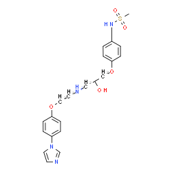 ChemSpider 2D Image | 2-Hydroxy-N-{2-[4-(1H-imidazol-1-yl)phenoxy]ethyl}-3-{4-[(methylsulfonyl)amino]phenoxy}-1-propanaminium | C21H27N4O5S