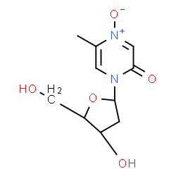 ChemSpider 2D Image | 1-(2-Deoxypentofuranosyl)-5-methyl-2(1H)-pyrazinone 4-oxide | C10H14N2O5