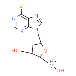 ChemSpider 2D Image | 9-(2-Deoxypentofuranosyl)-9H-purine-6-thiolate | C10H11N4O3S