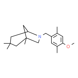 ChemSpider 2D Image | 6-(4-Methoxy-2,5-dimethylbenzyl)-1,3,3-trimethyl-6-azabicyclo[3.2.1]octane | C20H31NO