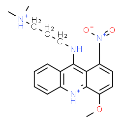 ChemSpider 2D Image | 9-{[3-(Dimethylammonio)propyl]amino}-4-methoxy-1-nitroacridinium | C19H24N4O3