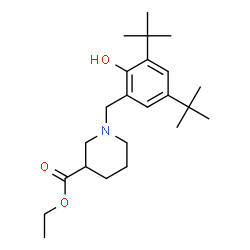 ChemSpider 2D Image | Ethyl 1-[2-hydroxy-3,5-bis(2-methyl-2-propanyl)benzyl]-3-piperidinecarboxylate | C23H37NO3