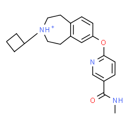 ChemSpider 2D Image | 3-Cyclobutyl-7-{[5-(methylcarbamoyl)-2-pyridinyl]oxy}-2,3,4,5-tetrahydro-1H-3-benzazepinium | C21H26N3O2
