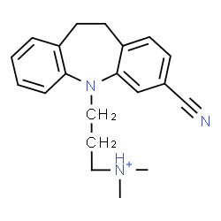 ChemSpider 2D Image | 3-(3-Cyano-10,11-dihydro-5H-dibenzo[b,f]azepin-5-yl)-N,N-dimethyl-1-propanaminium | C20H24N3