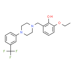 ChemSpider 2D Image | 2-Ethoxy-6-({4-[3-(trifluoromethyl)phenyl]-1-piperazinyl}methyl)phenol | C20H23F3N2O2