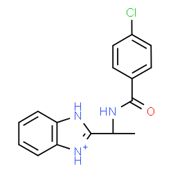 ChemSpider 2D Image | 2-{1-[(4-Chlorobenzoyl)amino]ethyl}-1H-3,1-benzimidazol-3-ium | C16H15ClN3O