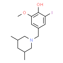 ChemSpider 2D Image | 4-[(3,5-Dimethyl-1-piperidinyl)methyl]-2-iodo-6-methoxyphenol | C15H22INO2