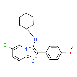 ChemSpider 2D Image | 6-Chloro-3-(cyclohexylamino)-2-(4-methoxyphenyl)imidazo[1,2-a]pyridin-1-ium | C20H23ClN3O