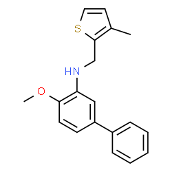 ChemSpider 2D Image | 4-Methoxy-N-[(3-methyl-2-thienyl)methyl]-3-biphenylamine | C19H19NOS