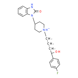 ChemSpider 2D Image | 1-[4-(4-Fluorophenyl)-4-hydroxybutyl]-4-(2-oxo-2,3-dihydro-1H-benzimidazol-1-yl)piperidinium | C22H27FN3O2