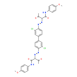ChemSpider 2D Image | 2,2'-[(3,3'-Dichloro-4,4'-biphenyldiyl)di-2,1-diazenediyl]bis[N-(4-methoxyphenyl)-3-oxobutanamide] | C34H30Cl2N6O6