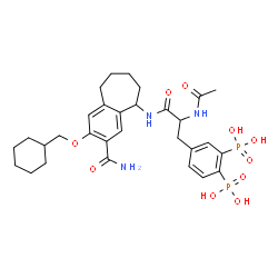 ChemSpider 2D Image | Nalpha-Acetyl-N-[3-carbamoyl-2-(cyclohexylmethoxy)-6,7,8,9-tetrahydro-5H-benzo[7]annulen-5-yl]-3,4-diphosphonophenylalaninamide | C30H41N3O10P2