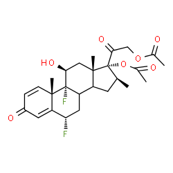 ChemSpider 2D Image | (6alpha,8xi,11beta,14xi,16beta)-6,9-Difluoro-11-hydroxy-16-methyl-3,20-dioxopregna-1,4-diene-17,21-diyl diacetate | C26H32F2O7