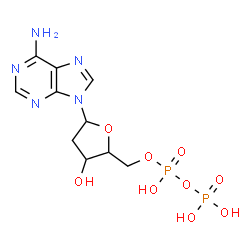 ChemSpider 2D Image | 9-{2-Deoxy-5-O-[hydroxy(phosphonooxy)phosphoryl]pentofuranosyl}-9H-purin-6-amine | C10H15N5O9P2