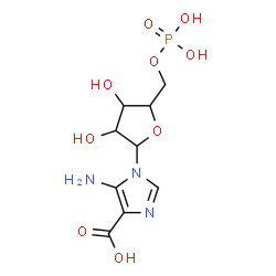 ChemSpider 2D Image | 5-Amino-1-(5-O-phosphonopentofuranosyl)-1H-imidazole-4-carboxylic acid | C9H14N3O9P