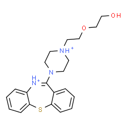 ChemSpider 2D Image | 11-{4-[2-(2-Hydroxyethoxy)ethyl]piperazin-4-ium-1-yl}dibenzo[b,f][1,4]thiazepin-10-ium | C21H27N3O2S