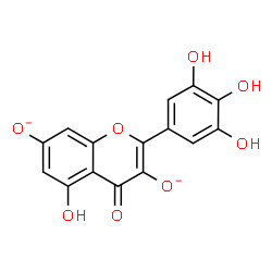 ChemSpider 2D Image | 5-Hydroxy-4-oxo-2-(3,4,5-trihydroxyphenyl)-4H-chromene-3,7-diolate | C15H8O8