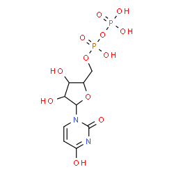 ChemSpider 2D Image | 1-{5-O-[Hydroxy(phosphonooxy)phosphoryl]pentofuranosyl}-2,4(1H,3H)-pyrimidinedione | C9H14N2O12P2