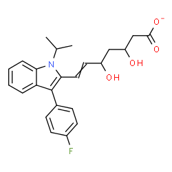 ChemSpider 2D Image | 7-[3-(4-Fluorophenyl)-1-isopropyl-1H-indol-2-yl]-3,5-dihydroxy-6-heptenoate | C24H25FNO4