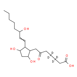 ChemSpider 2D Image | 9,11,15-Trihydroxy-6-oxo(3,3,4,4-~2~H_4_)prost-13-en-1-oic acid | C20H30D4O6