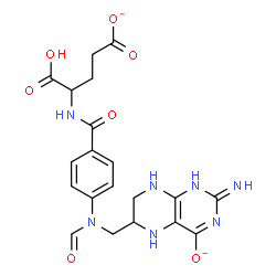 ChemSpider 2D Image | N-(4-{[(2-Amino-4-oxido-1,5,6,7-tetrahydro-6-pteridinyl)methyl](formyl)amino}benzoyl)-5-oxido-5-oxonorvaline | C20H21N7O7