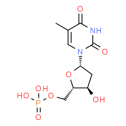 ChemSpider 2D Image | 1-(2-deoxy-5-O-phosphono-beta-L-ribofuranosyl)thymine | C10H15N2O8P
