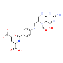 ChemSpider 2D Image | N-(4-{[(2-Amino-5-formyl-4-oxo-1,4,5,6,7,8-hexahydro-6-pteridinyl)methyl]amino}benzoyl)glutamic acid | C20H23N7O7