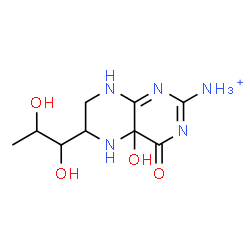 ChemSpider 2D Image | 6-(1,2-Dihydroxypropyl)-4a-hydroxy-4-oxo-1,4,4a,5,6,7-hexahydro-2-pteridinaminium | C9H16N5O4
