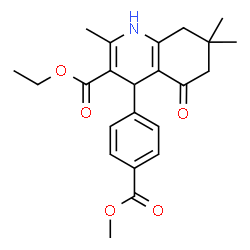 ChemSpider 2D Image | Ethyl 4-[4-(methoxycarbonyl)phenyl]-2,7,7-trimethyl-5-oxo-1,4,5,6,7,8-hexahydro-3-quinolinecarboxylate | C23H27NO5