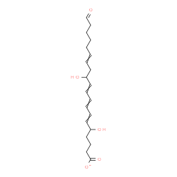ChemSpider 2D Image | 5,12-Dihydroxy-20-oxo-6,8,10,14-icosatetraenoate | C20H29O5