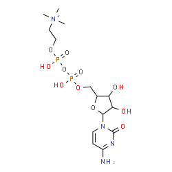 ChemSpider 2D Image | 4-Amino-1-{5-O-[hydroxy({hydroxy[2-(trimethylammonio)ethoxy]phosphoryl}oxy)phosphoryl]pentofuranosyl}-2(1H)-pyrimidinone | C14H27N4O11P2