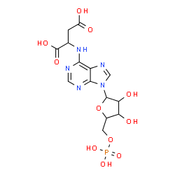 ChemSpider 2D Image | 2-[[9-[3,4-dihydroxy-5-(phosphonooxymethyl)tetrahydrofuran-2-yl]purin-6-yl]amino]butanedioic acid | C14H18N5O11P