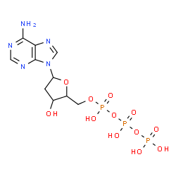 ChemSpider 2D Image | 9-[2-Deoxy-5-O-(hydroxy{[hydroxy(phosphonooxy)phosphoryl]oxy}phosphoryl)pentofuranosyl]-9H-purin-6-amine | C10H16N5O12P3