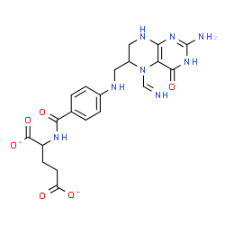ChemSpider 2D Image | 2-{[4-({[2-Amino-5-(iminomethyl)-4-oxo-1,4,5,6,7,8-hexahydro-6-pteridinyl]methyl}amino)benzoyl]amino}pentanedioate | C20H22N8O6