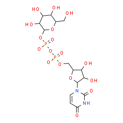 ChemSpider 2D Image | [[(2R,3S,4S,5R)-5-(2,4-dioxopyrimidin-1-yl)-3,4-dihydroxy-tetrahydrofuran-2-yl]methoxy-oxido-phosphoryl] [(2S,3S,4R,5S,6R)-3,4,5-trihydroxy-6-(hydroxymethyl)tetrahydropyran-2-yl] phosphate | C15H22N2O17P2