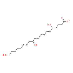 ChemSpider 2D Image | 5,12,20-Trihydroxy-6,8,10,14-icosatetraenoate | C20H31O5