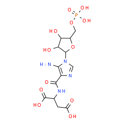 ChemSpider 2D Image | N-{[5-Amino-1-(5-O-phosphonopentofuranosyl)-1H-imidazol-4-yl]carbonyl}aspartic acid | C13H19N4O12P
